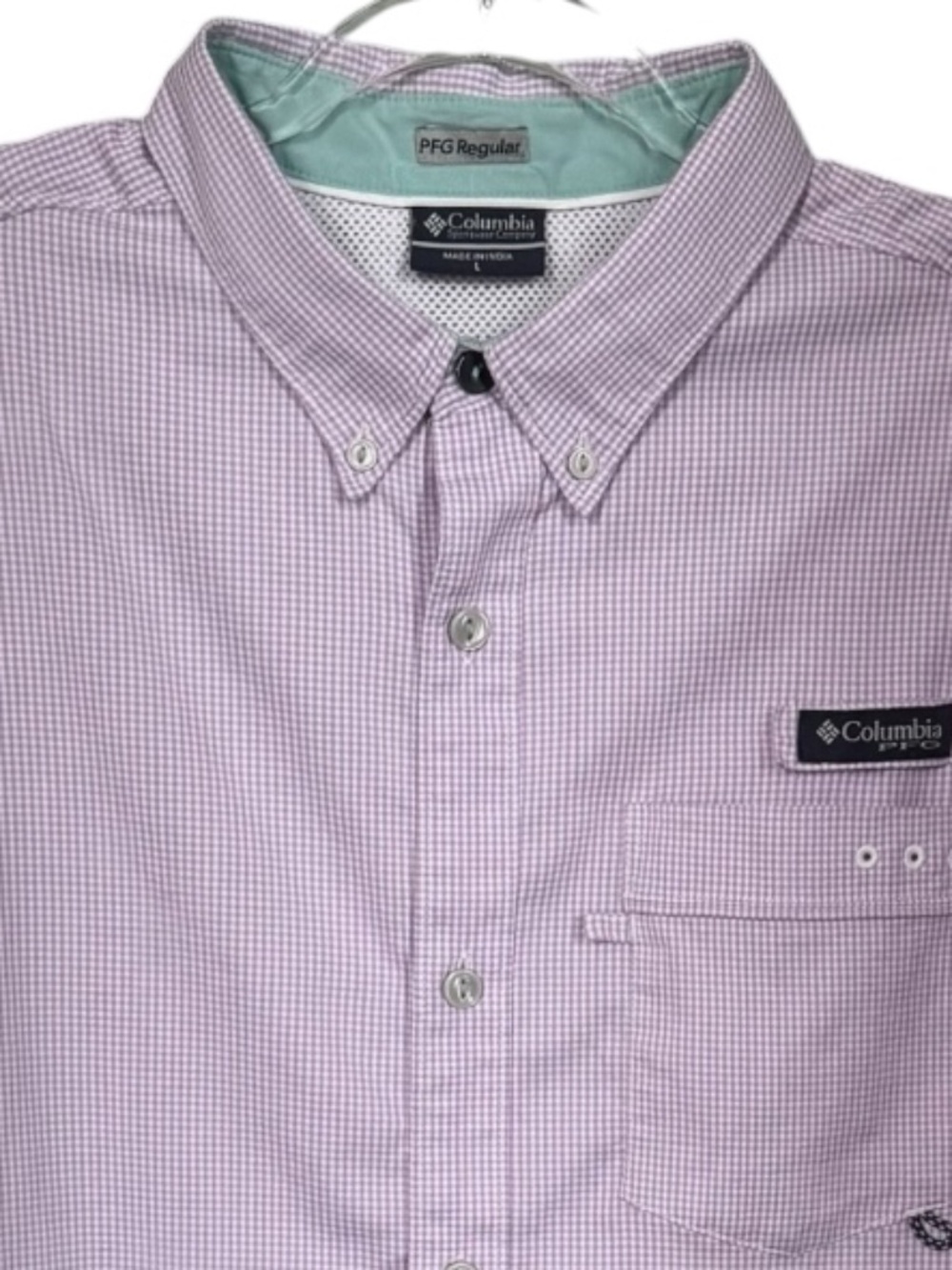 Columbia PFG Harbor Peak S/S Shirt Lavender Check Men's L